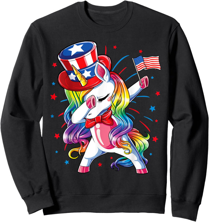 Tupfendes Einhorn 4. Juli Feier amerikanische Flagge Sweatshirt