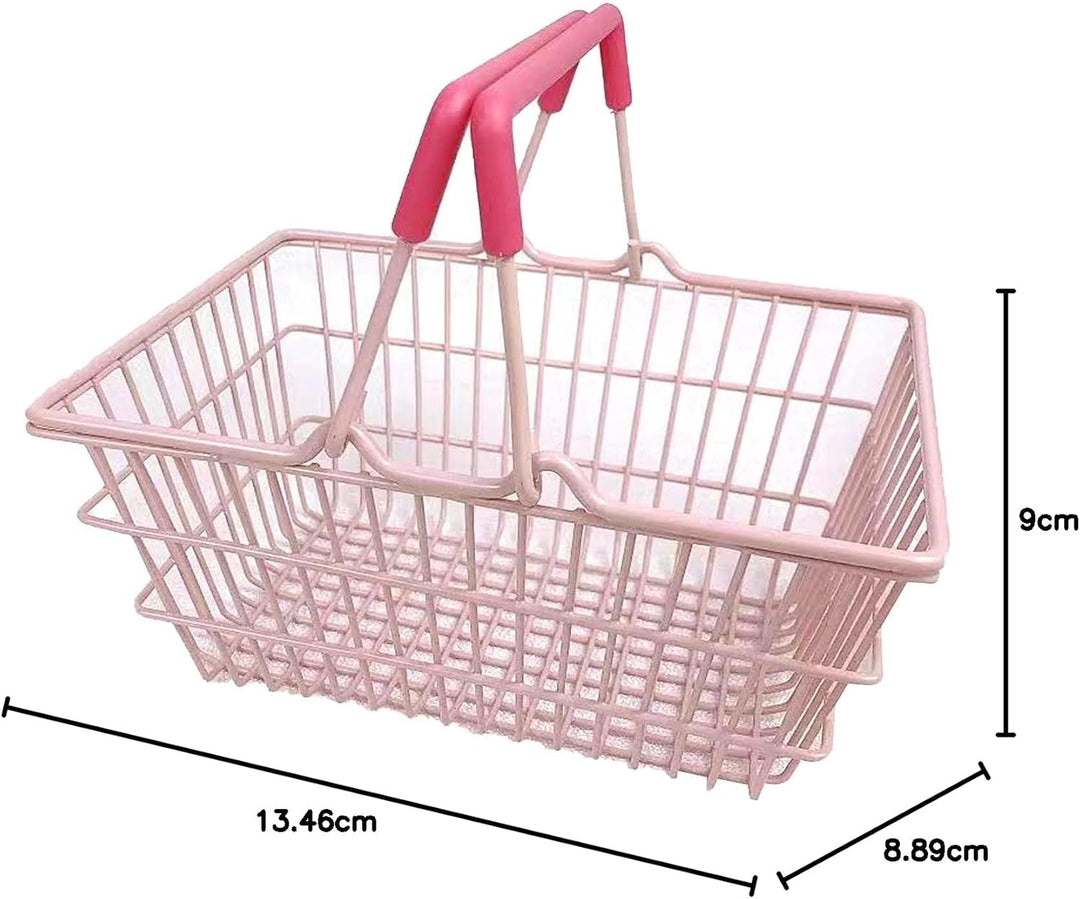Mini-Rosa-Einkaufskorb für kleine Mädchen, Spielzeug-Kinder-Einkaufswagen-Serie, tragbarer Mini-Kind