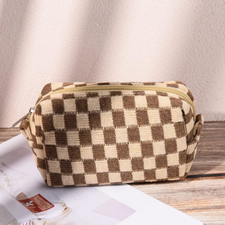 SOIDRAM Make-up-Tasche, gross, kariert, aus Segeltuch, Reise-Kulturbeutel, Organizer, niedliche Make