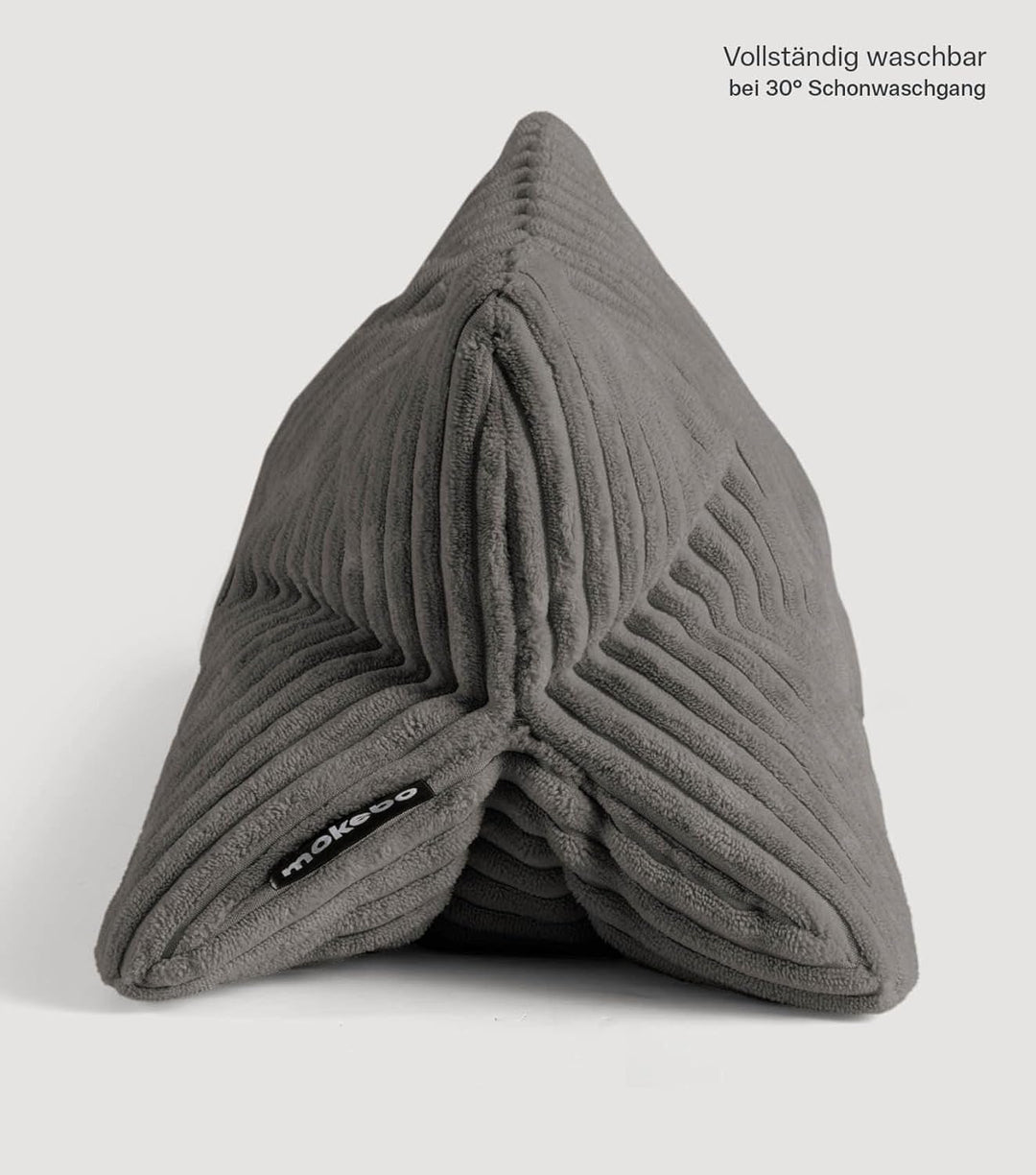 mokebo 'Der Leseknochen' Lesekissen aus weichen Cord-Stoff, ergonomisches Nackenkissen aus gemütlich