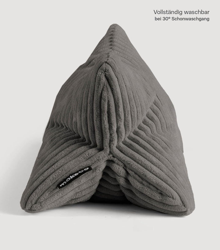 mokebo 'Der Leseknochen' Lesekissen aus weichen Cord-Stoff, ergonomisches Nackenkissen aus gemütlich