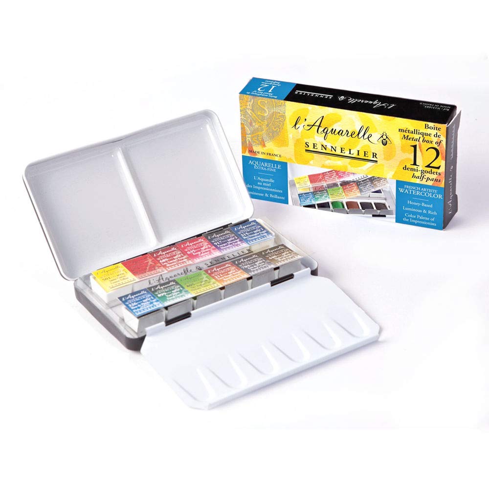 Sennelier Aquarell Zinn Metallic 12-teilig Pocket Set 12 Unité (Lot de 1) gelb, 12 Unité (Lot de 1)