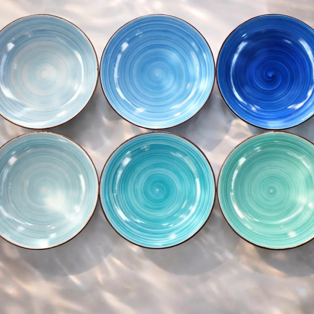 DRULINE 6er-Set Sky Suppenteller Maritime Blautöne | 650 ml | Ø 21.5 cm | Salatteller rund | Servier
