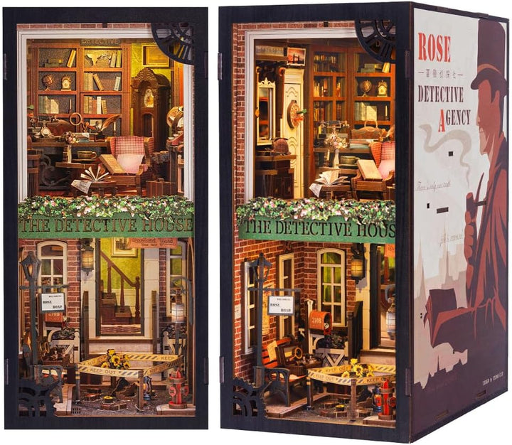 CUTEBEE Book Nook Kit mit Staubschutzhülle–DIY Puppenhäuser Miniatur Haus Kit mit LED-Licht,Booknook