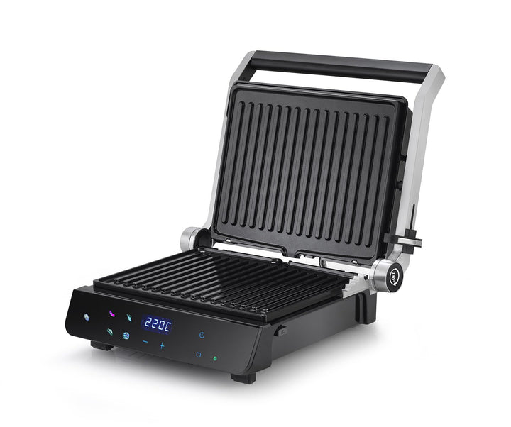 Eurel Kontaktgrill NG94 Elektrogrill 2000W | Panini Grill mit Smart Sensor, 180° aufklappbar, Garstu