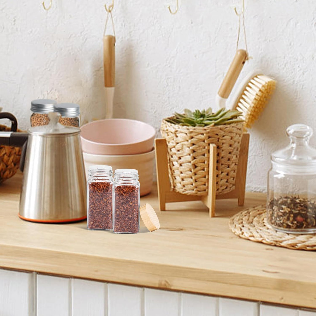 YRHome 24 Stück Gewürzgläser Eckig Set Gewürzglas Aus Glas Spice Jars 120ML Gewürzdosen Mit Etikette