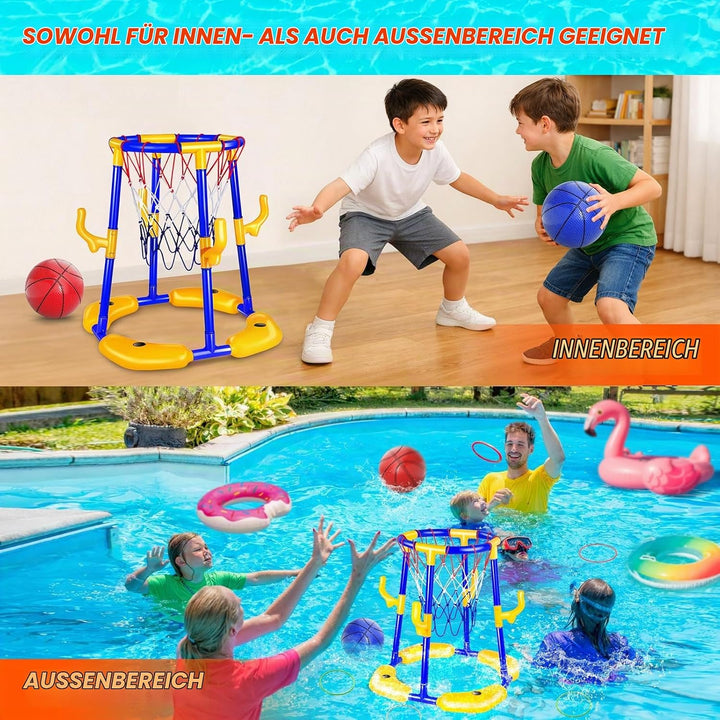 Pool Basketballkorb Set_Schwimmender Basketballkorb Blue-Yellow, Blue-Yellow