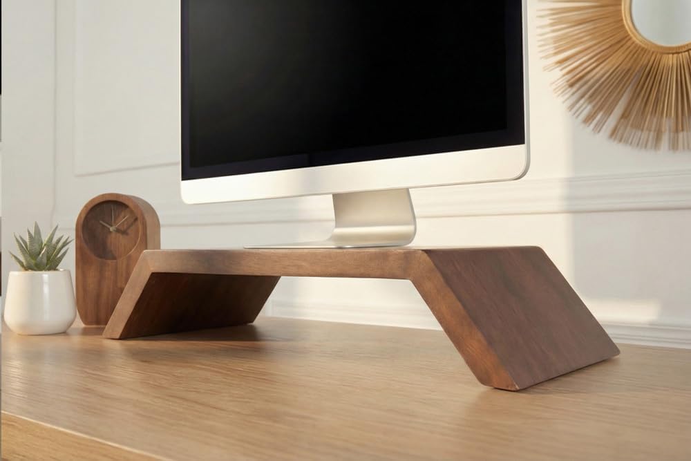 Riess Ambiente Massiver Monitorständer Gatsby - 50cm - braun - Mangoholz Laptoptisch | Unikat, indiv