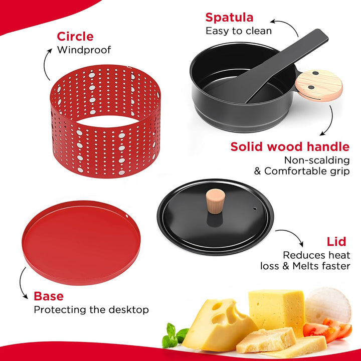ipow 2er Set Mini Raclette Grill, Racletteofen Set antihaftbeschicht Kerzenraclette für Teelichter,