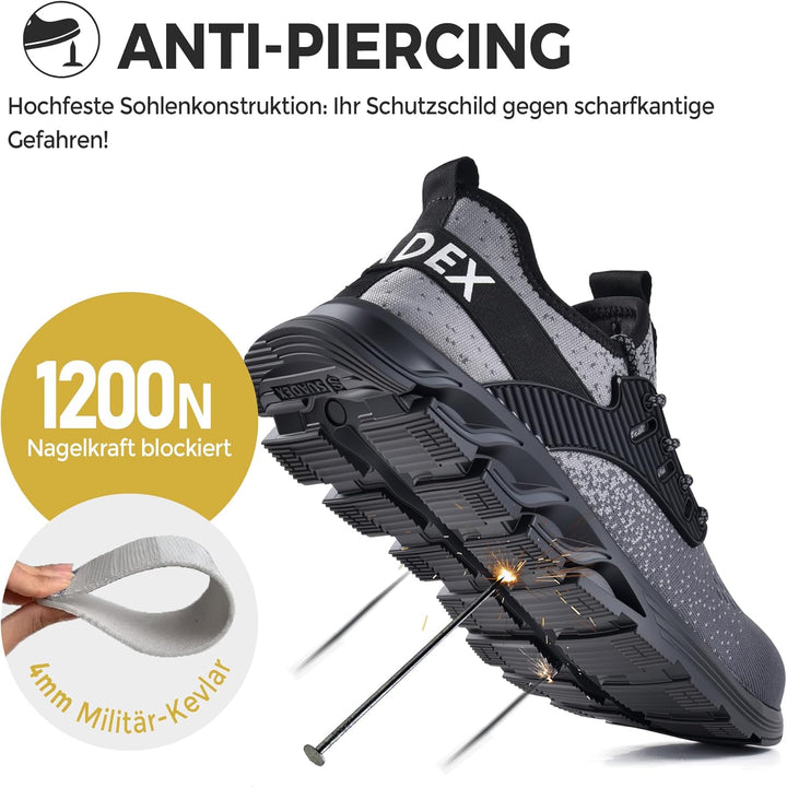 SUADEX Sicherheitsschuhe Arbeitsschuhe Herren Damen Leicht Atmungsaktiv Stahlkappenschuhe mit Stahlk