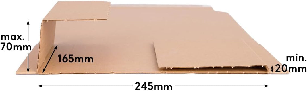 300 Buchverpackungen 245 x 165 x 20-70 mm braun Kartonagen BV-2