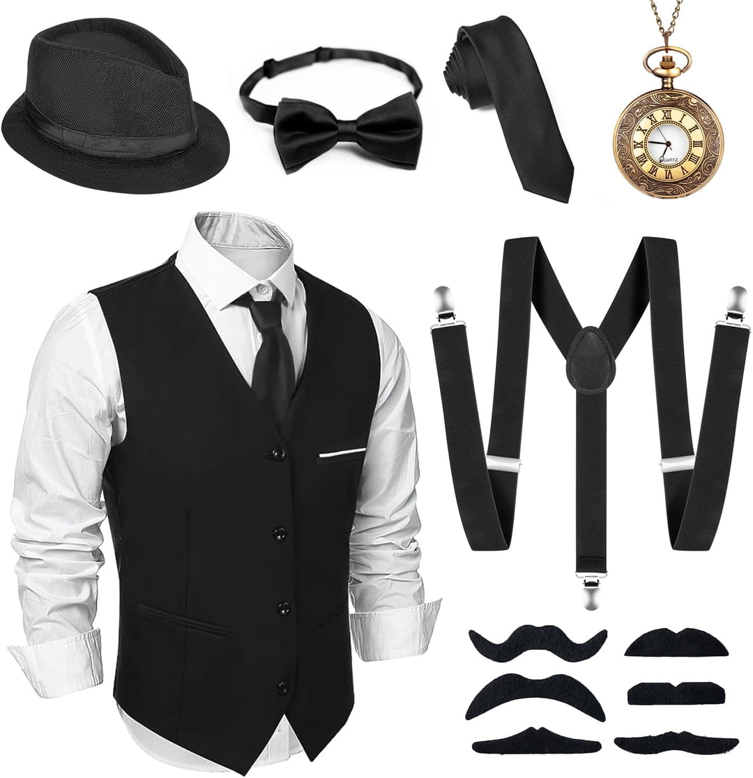 Alintor 20er Jahre Kostüm Herren, Mafia Karneval Kostüm Herren, Peaky Blinders Kostüm, 20er Jahre Ac