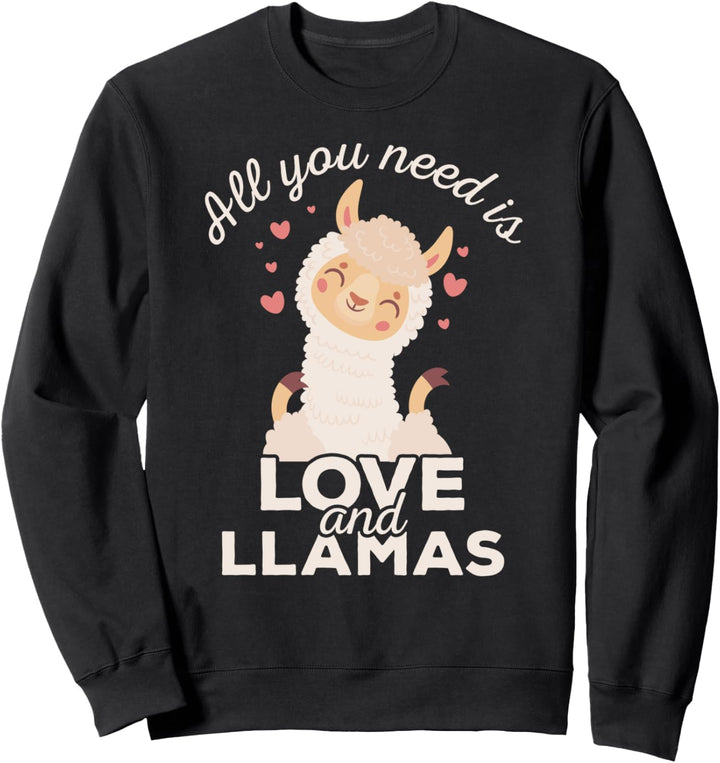 Love And Llamas Cute Hearts Animal Lovers Valentine's Day Sweatshirt