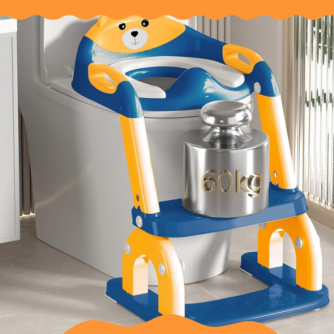 Toilettenleiter für Kinder 8-fach höhenverstellbar, klappbarer 2-in-1 Toilettensitz mit Treppe als T
