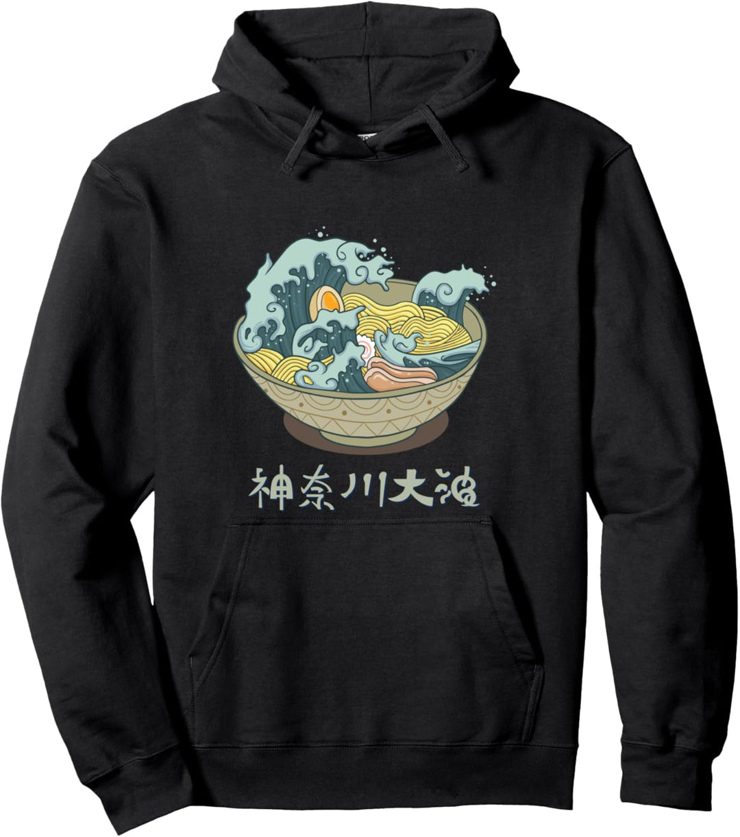 Kawaii künstlerische Ramen Grosse Welle vor Kanagawa Pullover Hoodie
