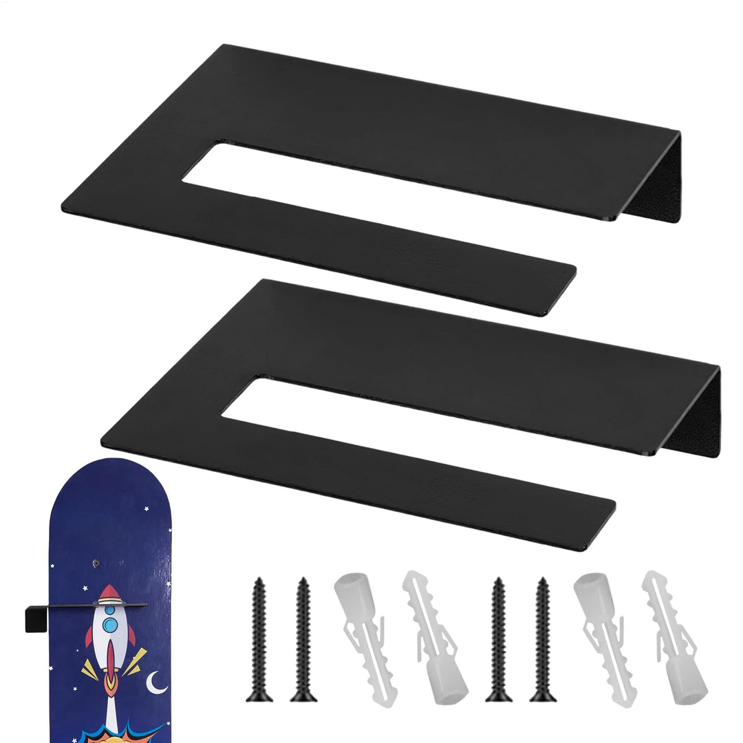 Generisch 2er-Pack Skateboard-Wandhalterung, Metall-Snowboard-Aufbewahrungshaken, Vertikaler Longboa