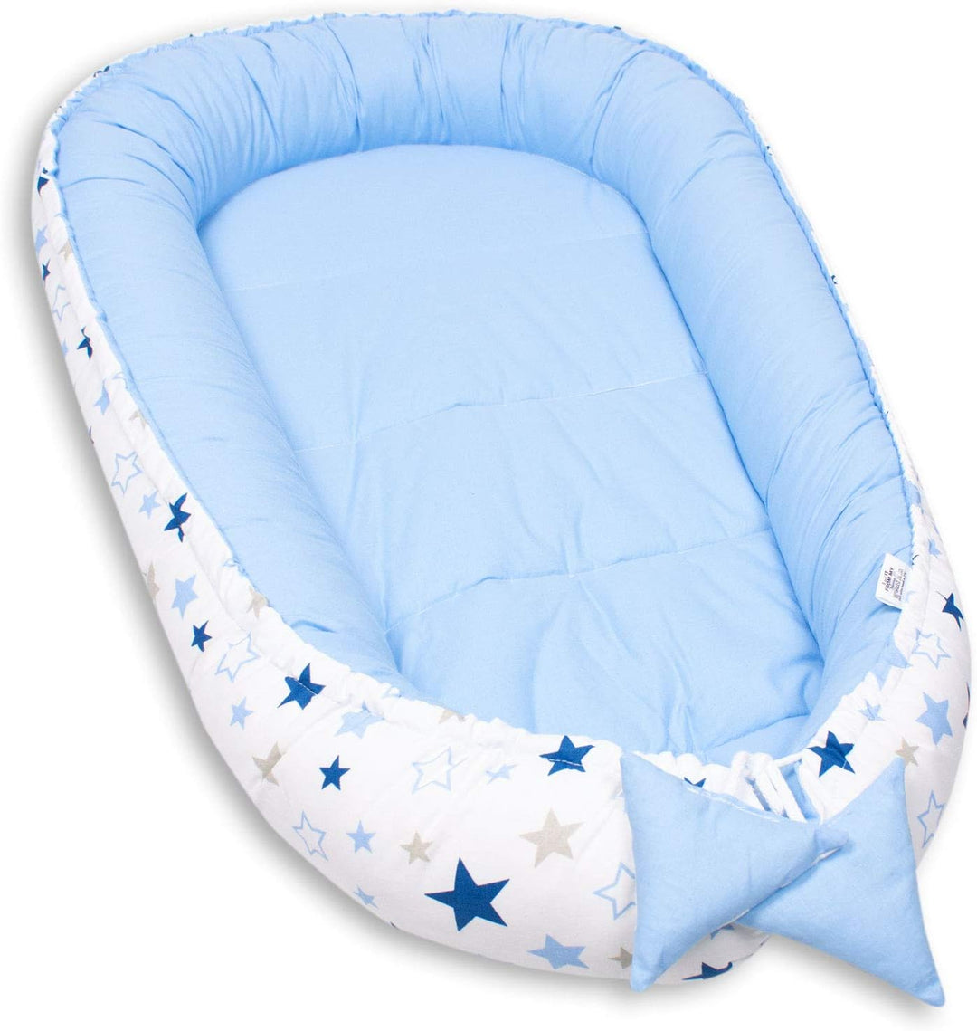 PaLulli Babynest Babynestchen 50x90 cm Babykokon, 2seitig, 100% Baumwolle, Nestchen für Babybett, Ku