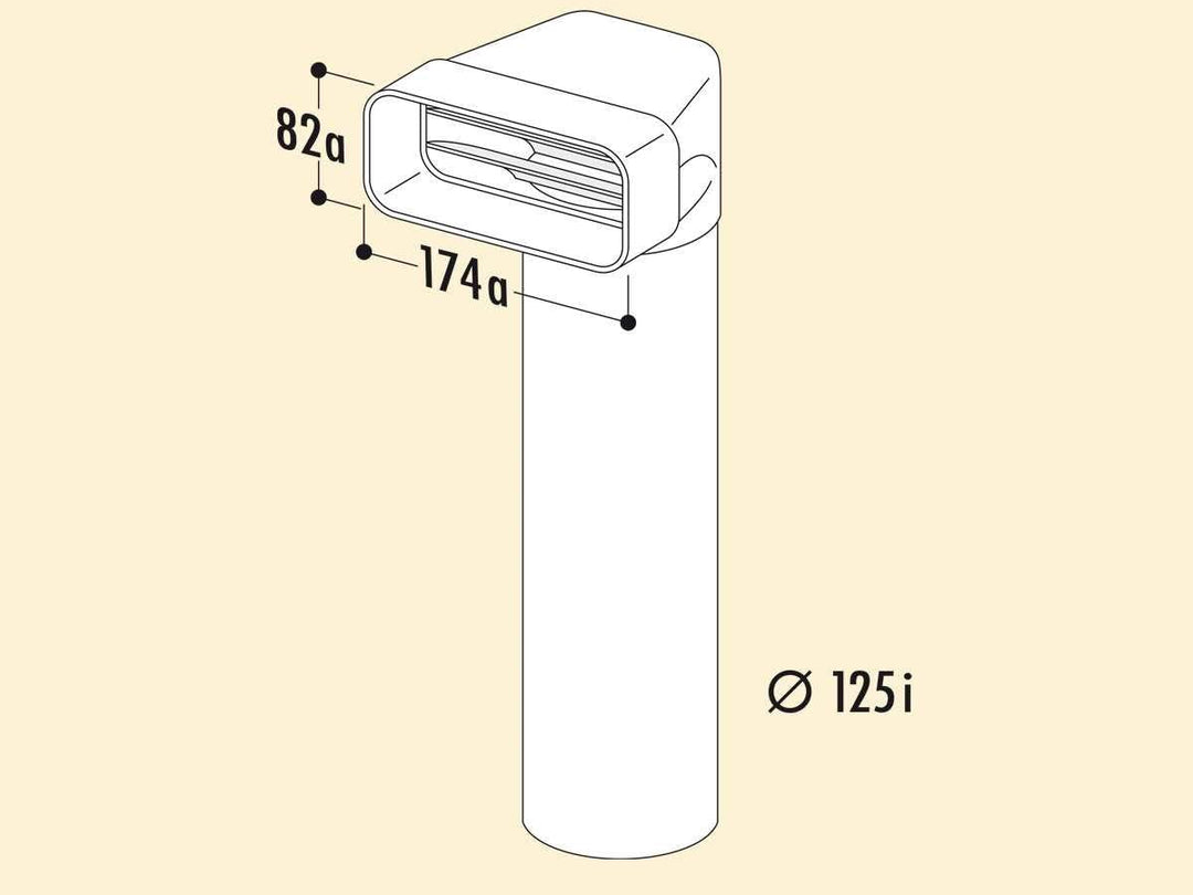 Naber MF-UR 125 Umlenkstück 90° mit Rundrohr, weiss, 500 mm