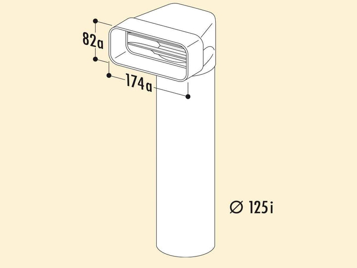 Naber MF-UR 125 Umlenkstück 90° mit Rundrohr, weiss, 500 mm