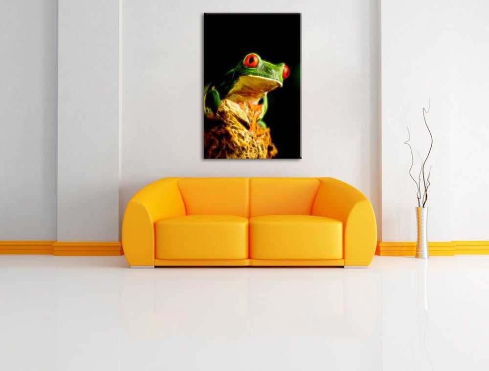 Dark Eulen Kauz Orange Augen Deluxe Format: 100x70 cm auf Leinwand, XXL riesige Bilder fertig gerahm