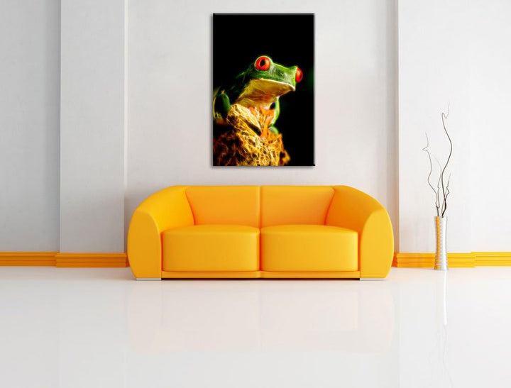 Dark Eulen Kauz Orange Augen Deluxe Format: 100x70 cm auf Leinwand, XXL riesige Bilder fertig gerahm