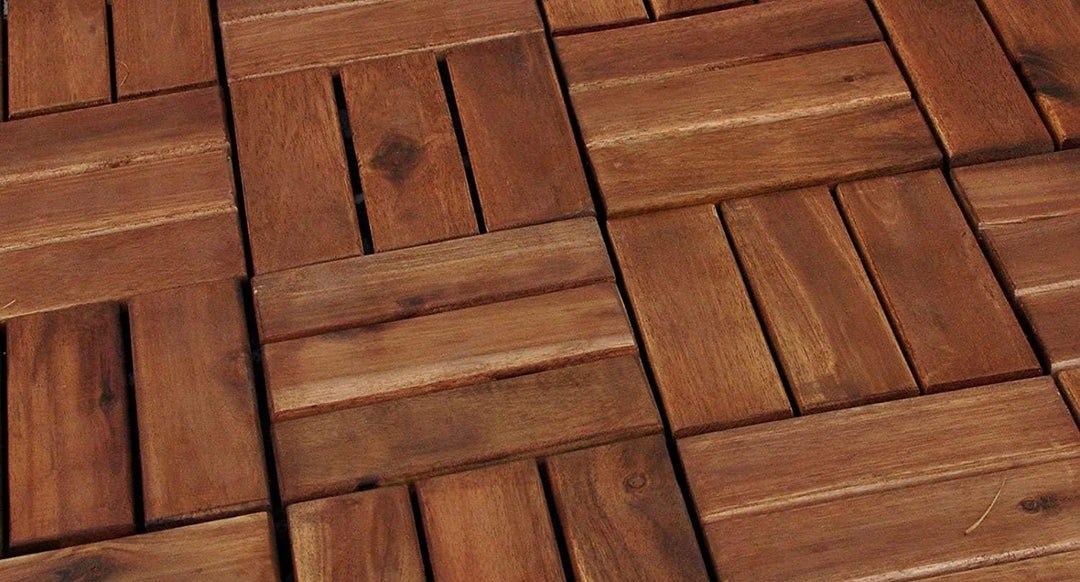 33er Spar-Set Holzfliese 02 für 3 m², Terrassenfliese aus Akazien-Holz, Fliese mit 12 Latten für Gar