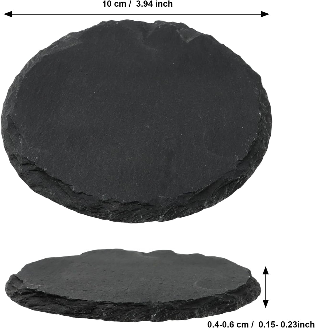 20er Set Schiefer Untersetzer Rund, 4 Zoll Schiefer Getränkeuntersetzer, Schwarze Stein Untersetzer,