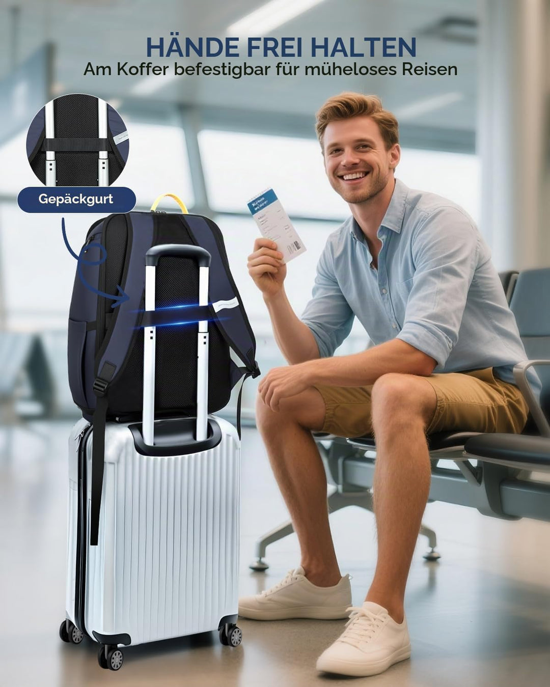 Rucksack Herren, Gross Laptop Rucksack 17 Zoll, Reiserucksack mit Anti Diebstahl Computerfach, Lapto