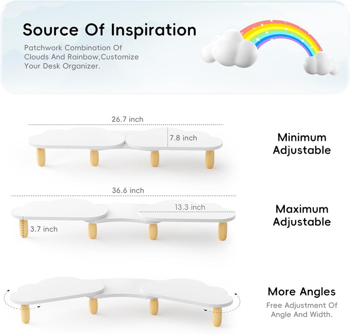 AFOOYO Dual-Monitor-Ständer, Regenbogen-Cloud-Desktop-Computerständer für 2 Monitore, verstellbare L