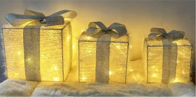 Bambelaa! 3er Led Deko Geschenke Leucht Boxen Timer Weihnachts Dekoration Weihnachtsdeko Beleuchtet