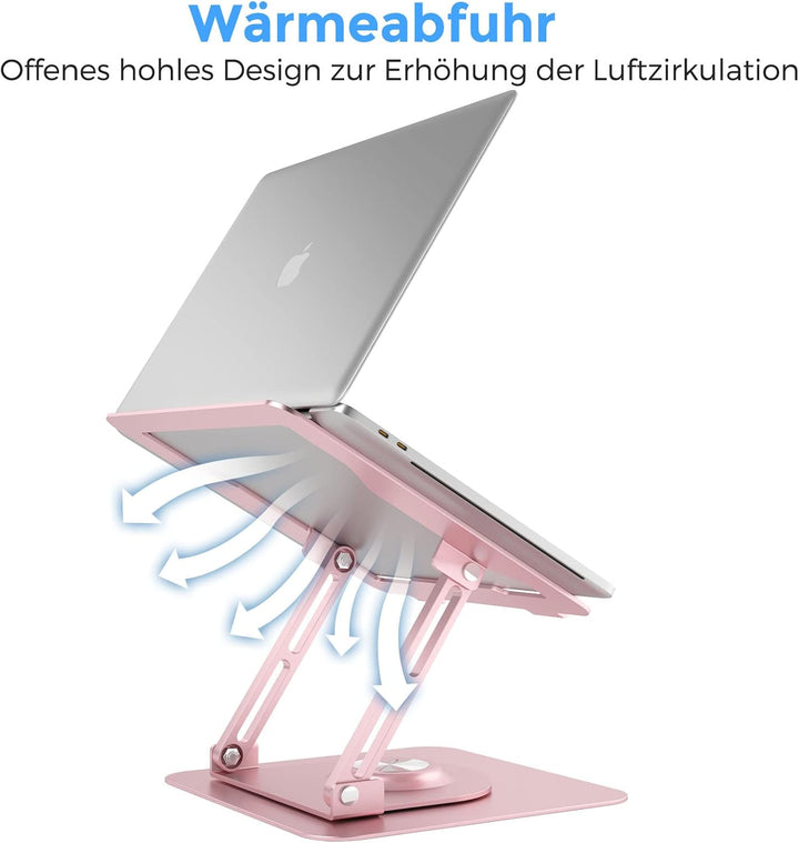 Epherie Laptop Ständer mit 360° drehbarem rundem Basis, Höhenverstellbarer ergonomischer Laptopständ