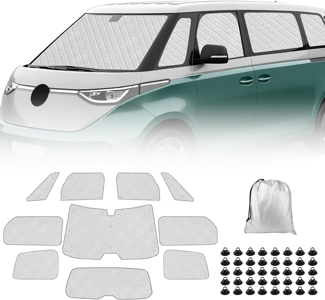 Thermomatte Fahrerhaus Innen Kompatibel mit VW ID Buzz 2022-2026, 10PCS LWB Faltbare Isolierte Sonne
