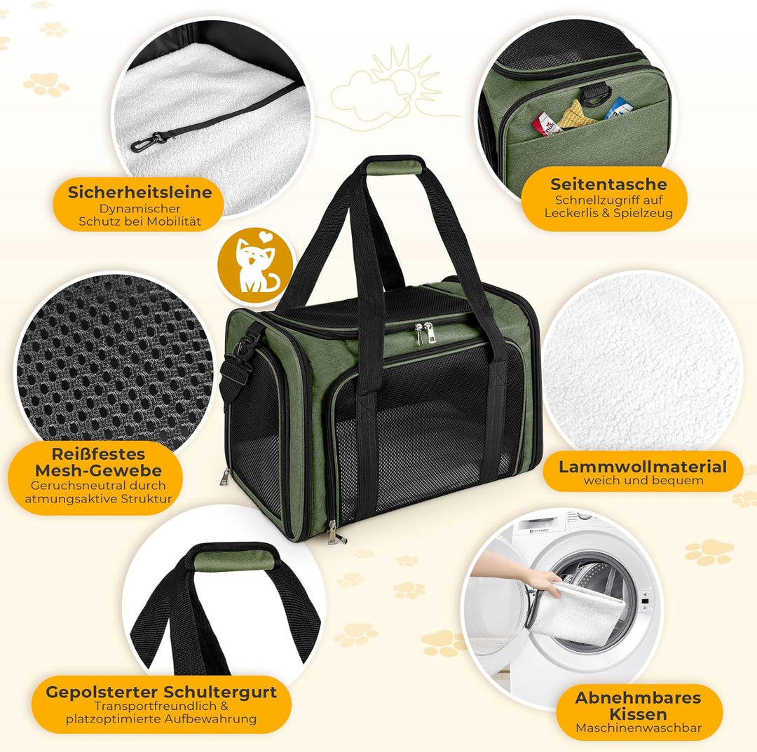 Transporttasche für Katze Hund, Hundetransportbox, Faltbare Katzentransportbox, tragbar, 5kg Katzen