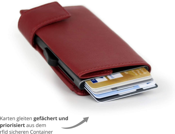 SecWal Kartenetui mit Münzfach Reissverschluss (Rot), Rot