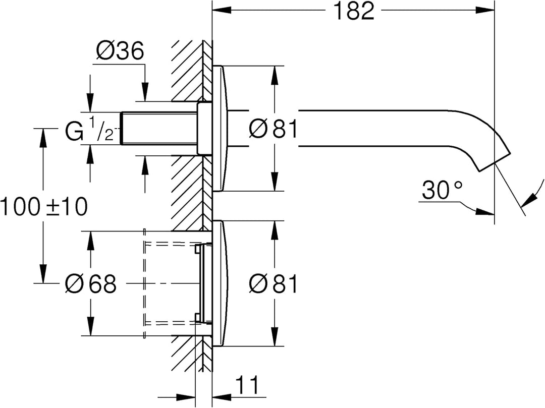 GROHE Essence E - Infrarotelektronik für Waschtisch- Wandarmatur (ohne Mischung, thermische Desinfek