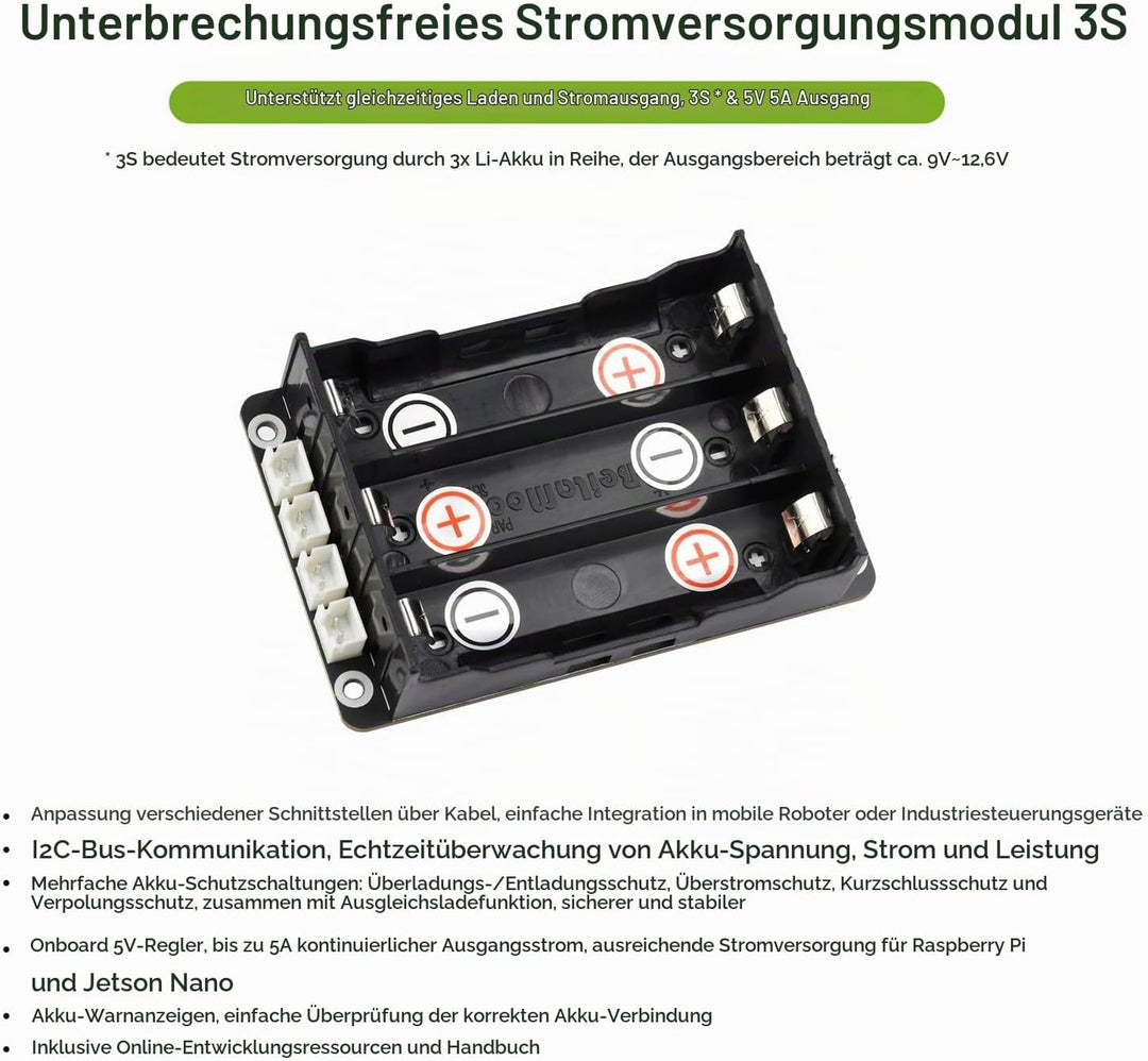 Waveshare Uninterruptible Power Supply UPS Module Supports Charging and Power Output at The Same Tim
