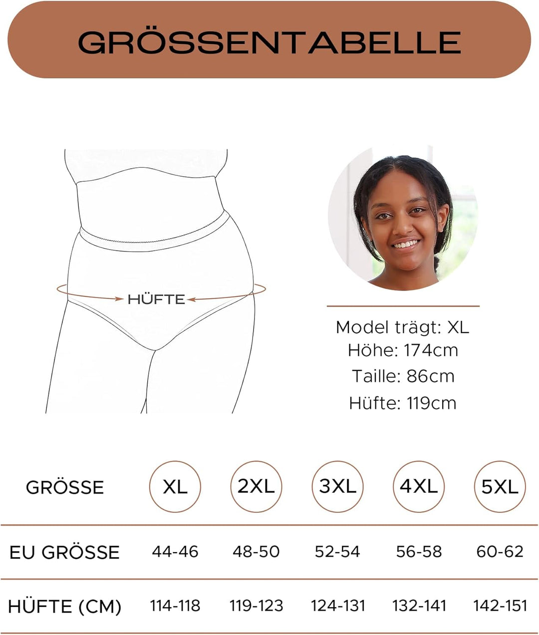 INNERSY Unterhosen Damen Grosse Grössen Schlüpfer Baumwolle High Waist Slip Maxi Unterwäsche 5er Pac