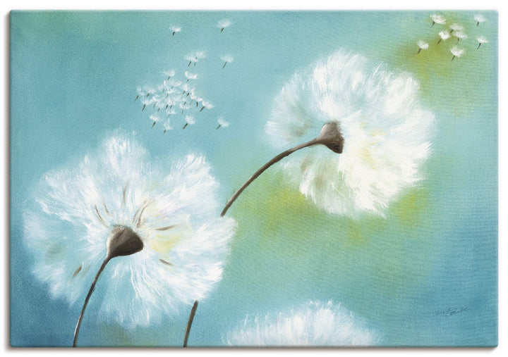Artland Leinwandbild Wandbild Bild auf Leinwand 100x70 cm Wanddeko Pusteblume Blumen Landhaus Shabby