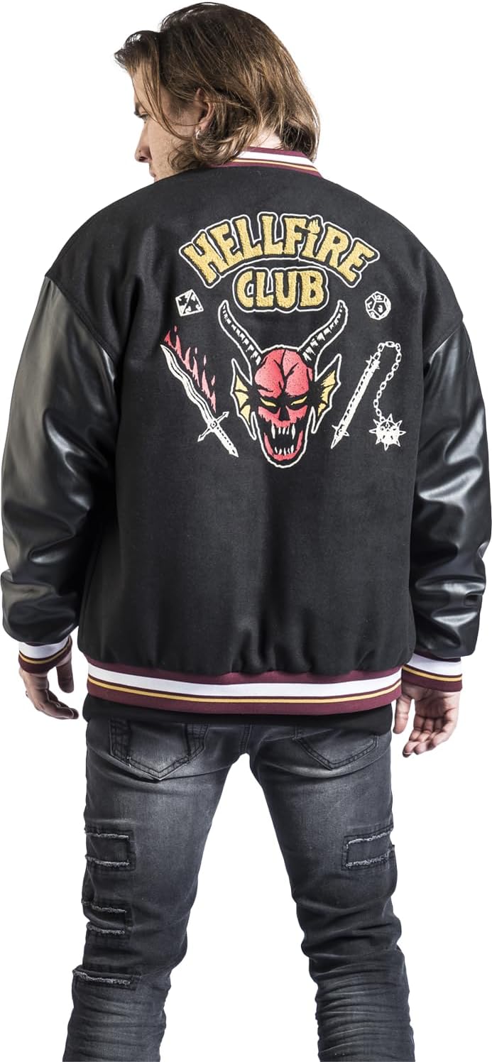 Stranger Things Hellfire Club Männer Collegejacke schwarz Casual Wear, Fan-Merch, TV-Serien S Schwar