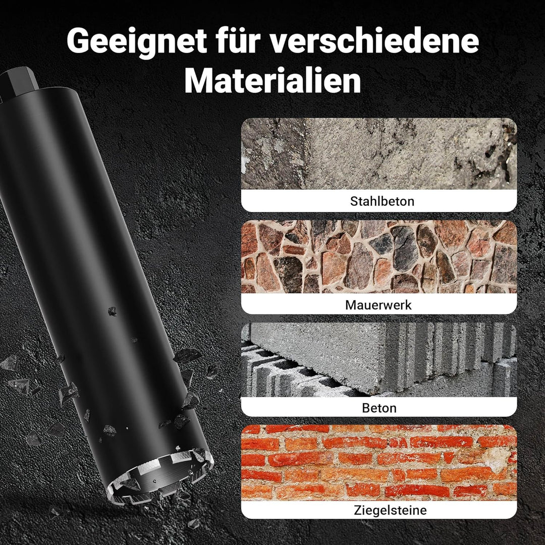 Wiltec Diamantbohrkrone Typ 2 (Mesh) Ø 127 mm, Bohrkrone 450 mm, 1¼ UNC Nassbohrkrone, Diamantbohrer