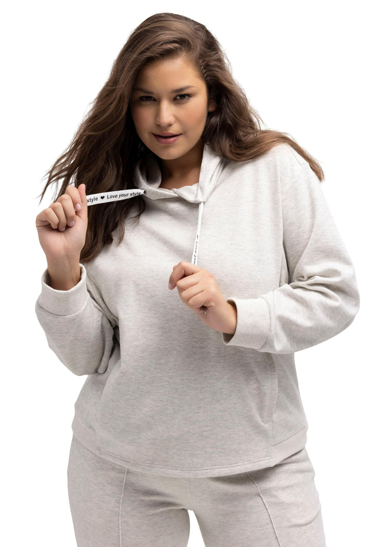 Ulla Popken Damen Melange, Oversized Sweatshirt 42-44 Hellgrau Mélange, 42-44 Hellgrau Mélange