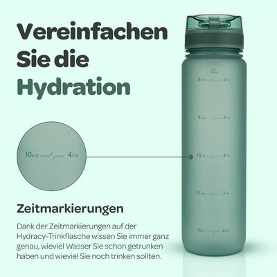 Hydracy Trinkflasche mit Fruchteinsatz - 1L Wasserflasche - BPA-freie Trinkflasche mit Zeitmarkierun