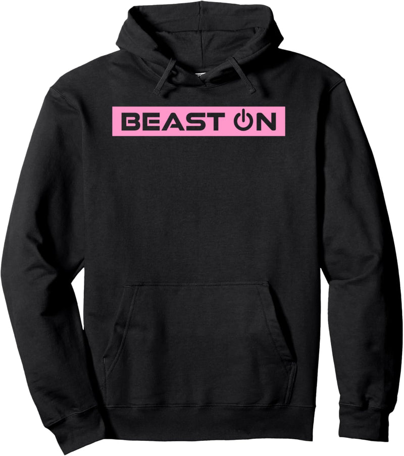 Beast ON Pink Gym Fitness Workout Gym Spruch Pink Motivation Pullover Hoodie