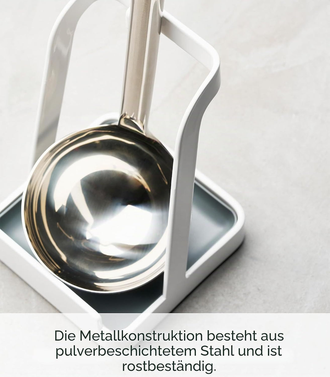 Yamazaki 2248 TOWER Ladle & Pot Lid Stand, White, Steel, Minimalist Design, 10 x 10 x 15 cm (LxWxH)