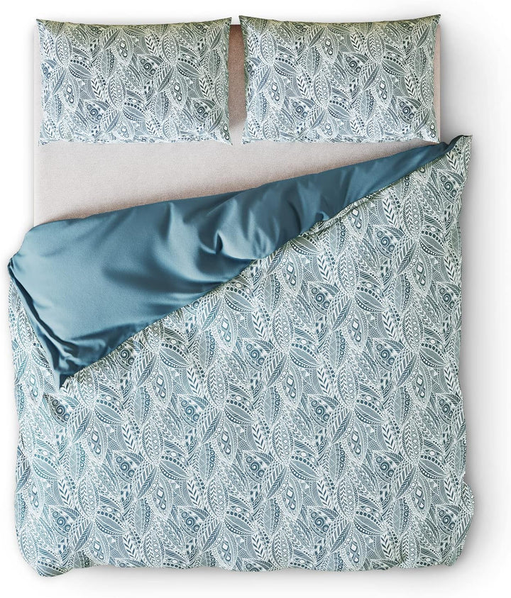 AmeliaHome 3tlg Bettwäsche 200x200 cm mit 2 Kissenbezügen 80x80 cm 100% Baumwolle Reissverschluss Av