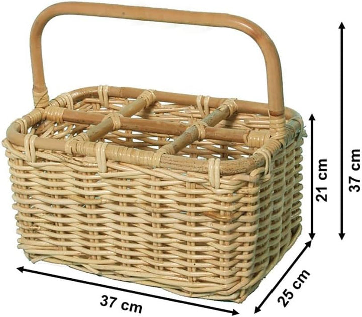 Kobolo Flaschenkorb Flaschenträger für 6 Flaschen aus Rattan