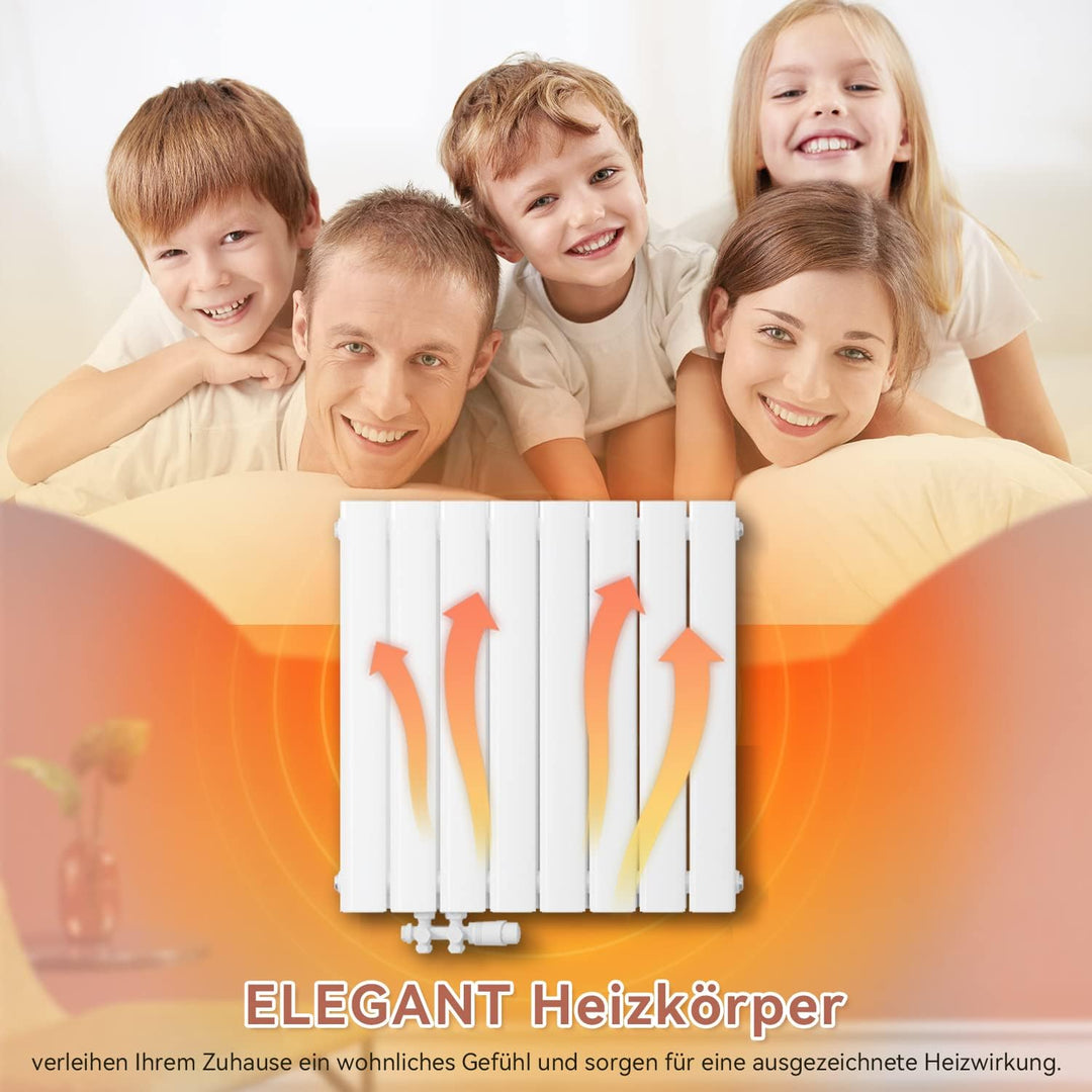 ELEGANT Paneelheizkörper Horizontal 630 x 616 mm Weiss Badezimmer/Wohnraum Doppellagig Horizontal He