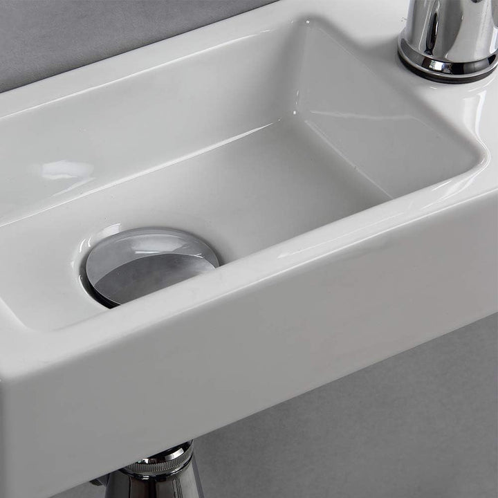 Waschbecken zur Wandmontage, klein, rechteckig, Keramik, rechts Moderne, Moderne