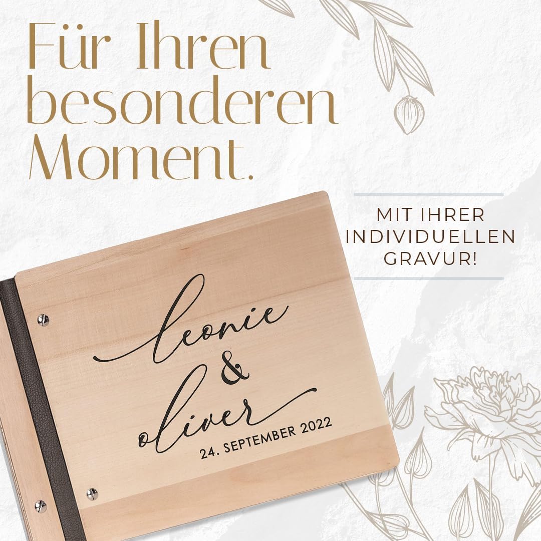 Hochzeitideal – Personalisierbares Gästebuch Hochzeit Patti E10 mit 40 Seiten I Hochzeit Gästebuch a