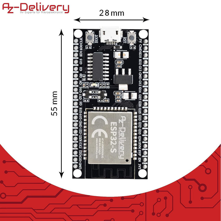 AZDelivery 3 x ESP32S NodeMCU Module WLAN WiFi Dev Kit C Development Board mit CH340 (Nachfolgermode